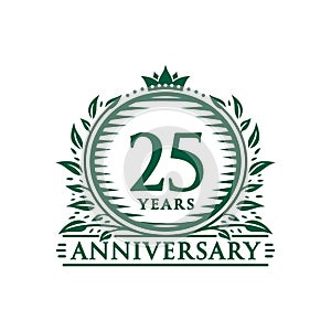 25 years celebrating anniversary design template. 25th anniversary logo. Vector and illustration.