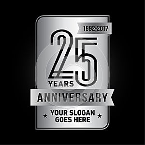 25 years celebrating anniversary design template. 25th logo. Vector and illustration.