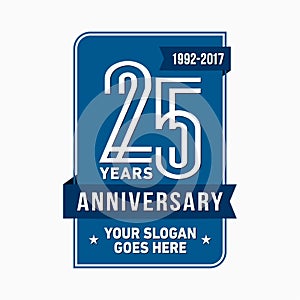 25 years celebrating anniversary design template. 25th logo. Vector and illustration.