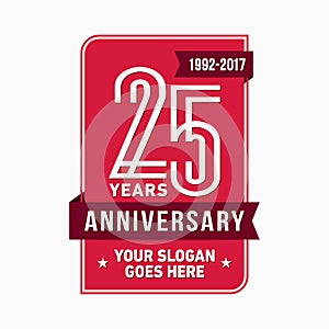 25 years celebrating anniversary design template. 25th logo. Vector and illustration.