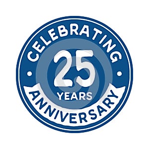 25 years celebrating anniversary design template. Twenty fifth anniversary logo. Vector and illustration.