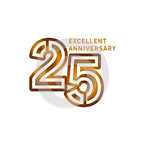 25 Years Excellent Anniversary Vector Template Design illustration