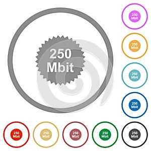 250 mbit guarantee sticker flat icons with outlines