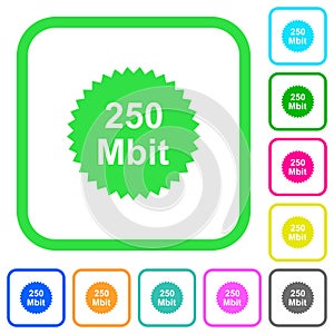 250 mbit guarantee sticker vivid colored flat icons