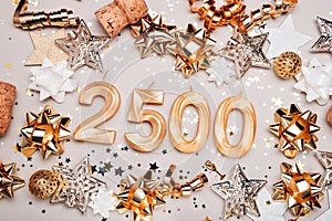 2500 two thousand five hundred followers card. Template for social networks, blogs. Festive Background