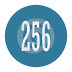 256 numeral logo with round frame in blue color