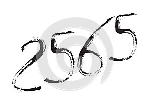 2565 text design Black color, Collection of Happy New Year and happy holidays in thailand, lettering design element, handwritten