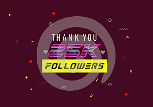 25k followers thank you colorful celebration template. social media 25000 followers achievement banner