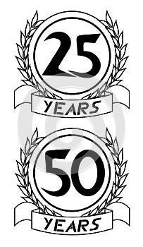 25th and 50th anniversary icons