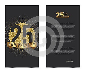 25th anniversary card with gold elements.