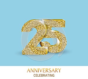 25th anniversary card template with 3d gold colored elements. Can be used with any background.