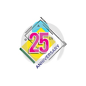 25th Anniversary Celebration Icon Vector Logo Design Template.