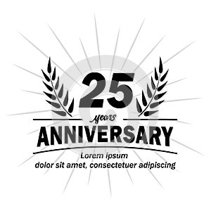 25th anniversary design template. 25th years vector and illustration.