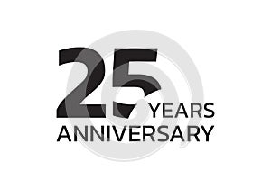 25th anniversary logo. 25 years celebrating icon or badge. Vector illustration.