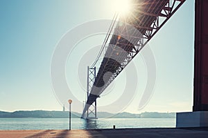 25th April Bridge on Tejo river in Lisbon, Portugal