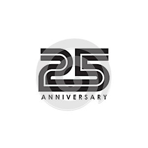 25th year anniversary emblem logo design vector template