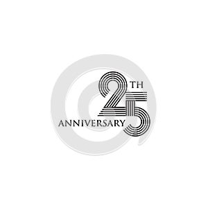25th year anniversary emblem logo design vector template