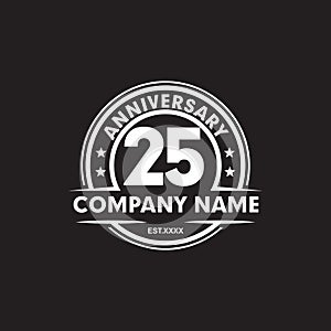 25th year anniversary emblem logo design vector template