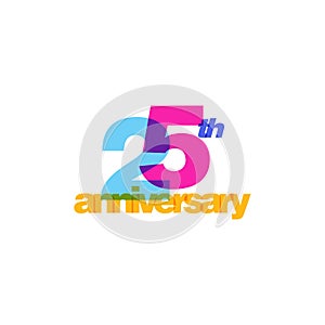 25th Years Anniversary Celebration Icon Vector Logo Design Template.