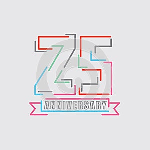 25th Years Anniversary Logo Birthday Celebration Abstract Design Vector