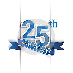 25th years anniversary logo, blue colored vector design on white background. template for Poster or brochure and invitation card