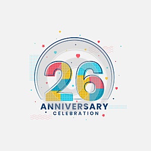 26 Anniversary celebration, Modern 26th Anniversary design
