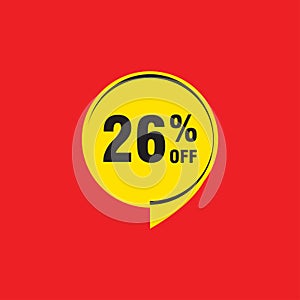 26 discount, Sales Vector badges for Labels, , Stickers, Banners, Tags, Web Stickers, New offer. Discount origami sign banner