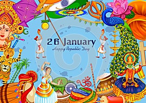 26 January Happy Republic Day of India background