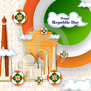 26 January Happy Republic Day of India background