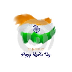 26 january india republic day. Stylized indian flag on a white background. Vector indian background. Vector republic day poster