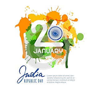 26 of January, India Republic Day. Vector design for greeting card, holiday banner, flyer, poster.