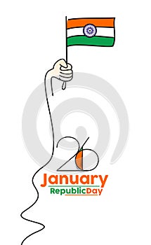 26 january Republic day concept hand holding indian flag