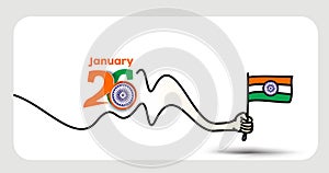 26 january Republic day concept hand holding indian flag
