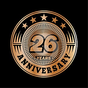 26 years anniversary celebration. 26th anniversary logo design. 26years logo.