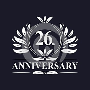 26 years Anniversary logo, luxurious 26th Anniversary design celebration