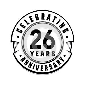 26 years anniversary logo template. 26th vector and illustration.
