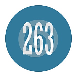 263 numeral logo with round frame in blue color