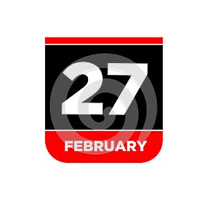 27 feb calendar day vector icon