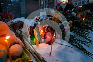 27 March 2018, RUSSIA, VORONEZH: The action of commemorating the victims of the fire in the shopping center in Kemerovo.