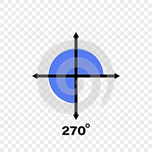 270 degree angle icon. Geometric symbol. Vector illustration on transparent background