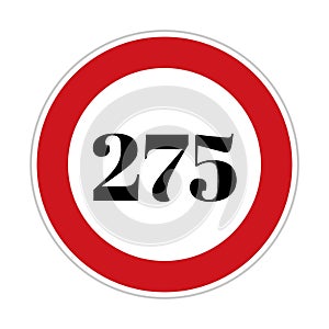 275 kmph or mph speed limit sign icon. Road side speed indicator safety element