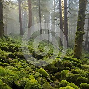 276 Mossy Forest Floor: A natural and enchanting background featuring a mossy forest floor texture in lush and earthy tones that