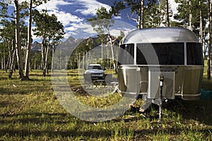 28 foot Airstream on Hastings Mesa near Ridgway, Colorado, USA