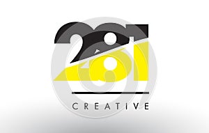 281 Black and Yellow Number Logo Design.