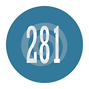281 numeral logo with round frame in blue color