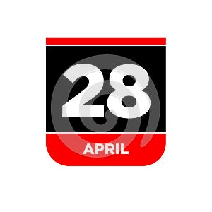 28th April calendar page icon. 28 Apr day