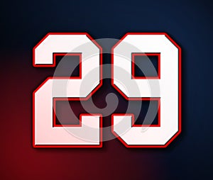 29 American Football Classic Sport Jersey Number in the colors of the American flag design Patriot, Patriots 3D illustration