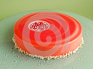 29.	Cake with white chocolate mousse and red glaze
