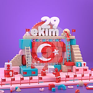 29 ekim Cumhuriyet Bayrami, Republic Day Turkey. 29 october Turkey Republic Day, happy holiday, 3d rendering