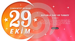 29 Ekim cumhuriyet bayrami or Turkey republic day background with cutting paper design